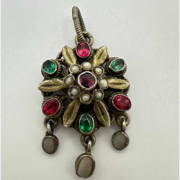 Antique 1800s Austro-Hungarian 800 silver gold gilt natural...